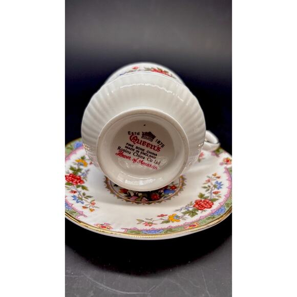 ￼Vintage Rosina Queens Bone China, Demitasse Teacup Cup Saucer Flowers Of Amaran - Picture 6 of 16
